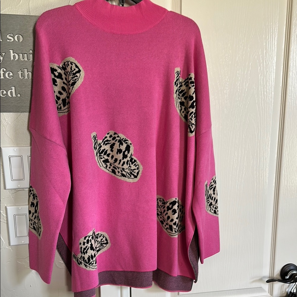 Pink Leopard Print Women's Sweater